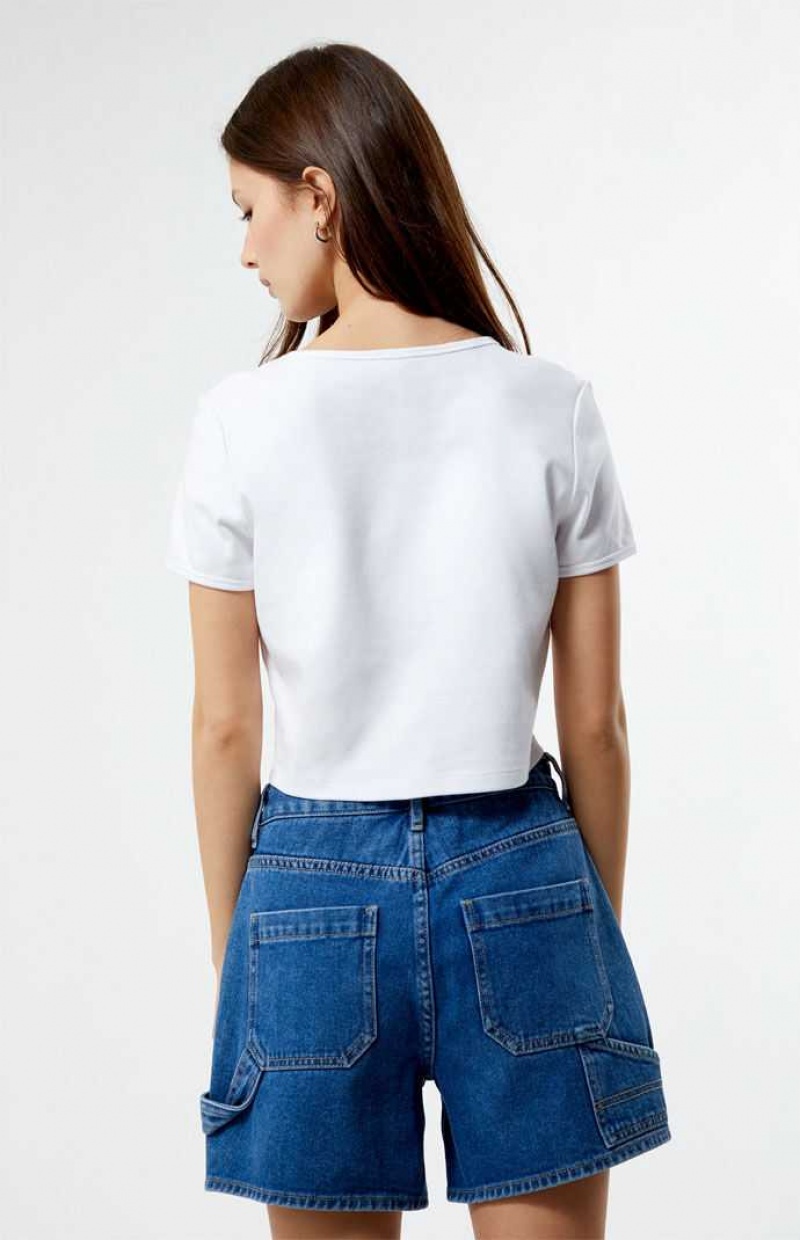 Hauts PacSun 1980 Denim Femme Blanche | 730892SVC