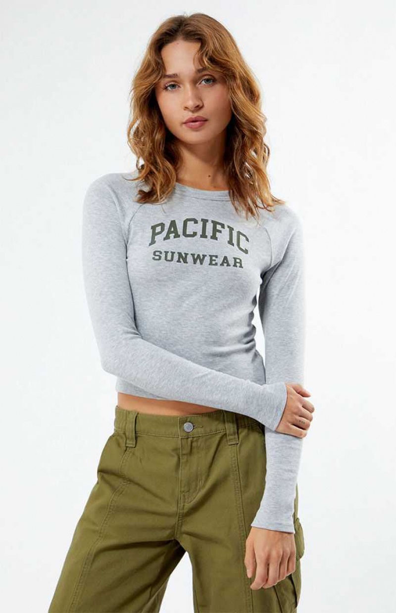 Hauts PacSun Arch Long Sleeve Femme Grise | 410923DWL