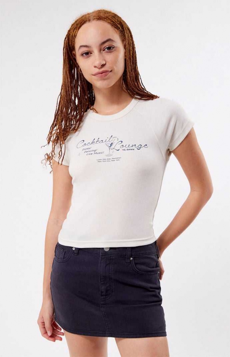 Hauts PacSun Cocktail Lounge Raglan Femme Blanche | 769204WOC