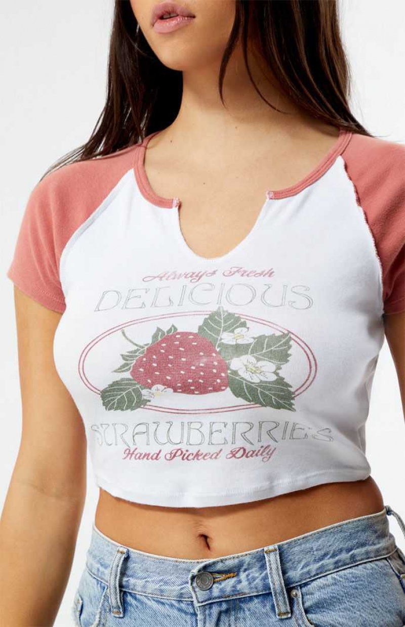 Hauts PacSun Delicious Strawberries Raglan Femme Multicolore | 754316ZEM