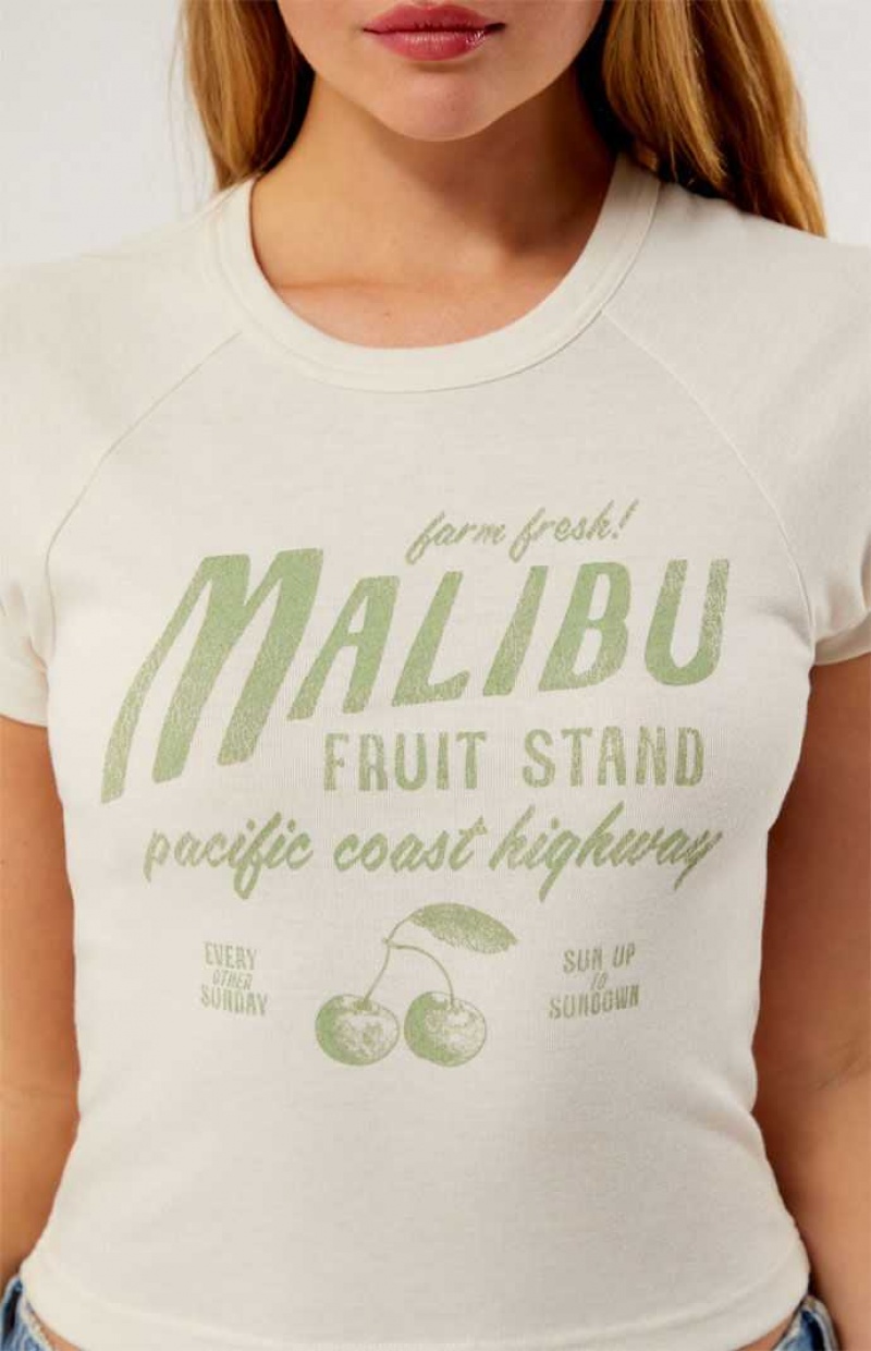 Hauts PacSun Malibu Fruit Raglan Femme Blanche | 180473ZBM