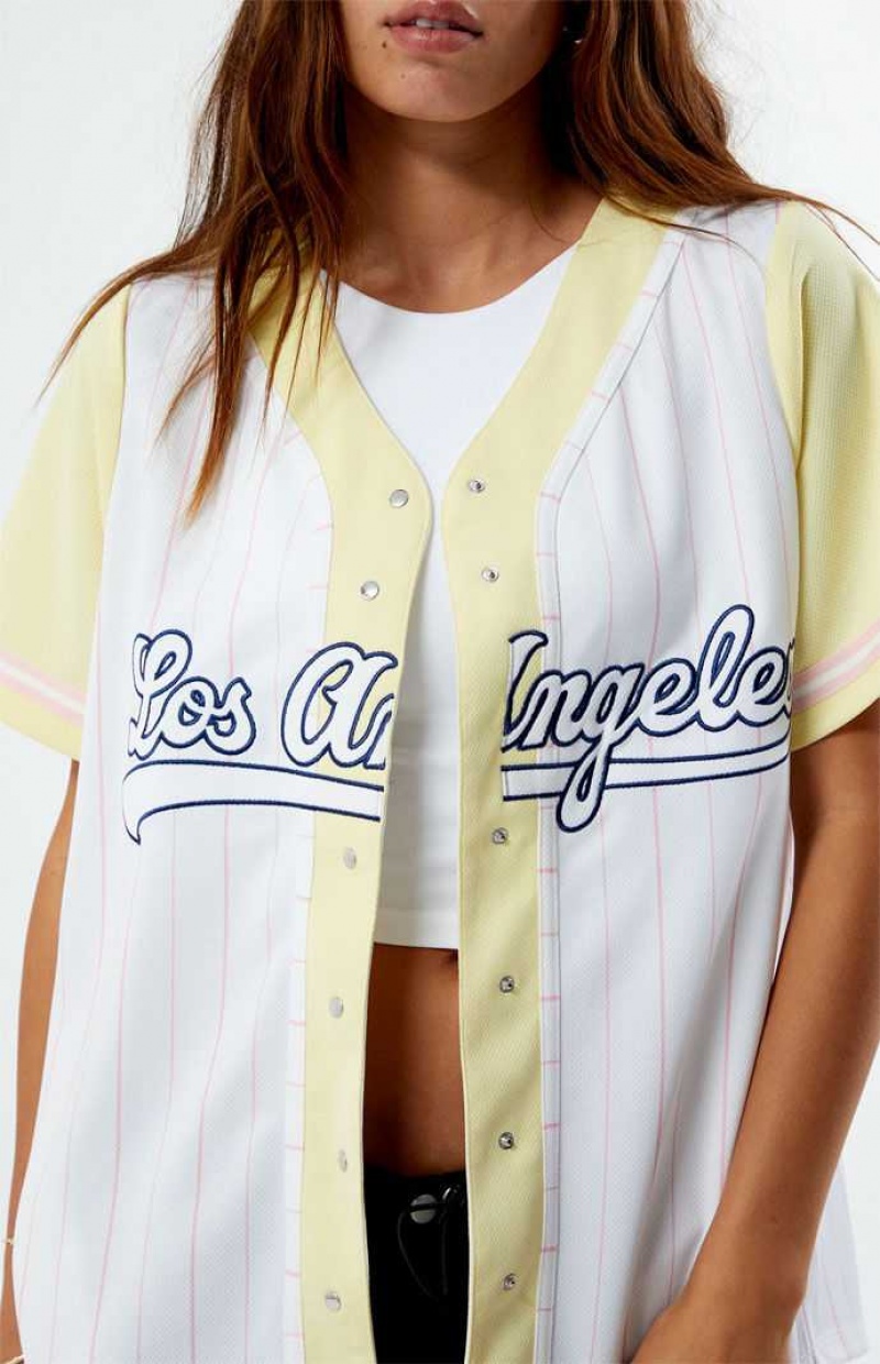 Hauts PacSun New York Baseball Jersey Femme Jaune | 872106WUQ