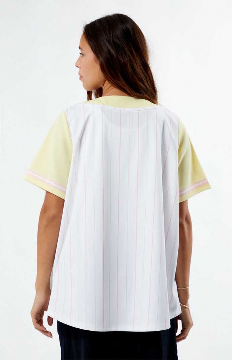 Hauts PacSun New York Baseball Jersey Femme Jaune | 872106WUQ