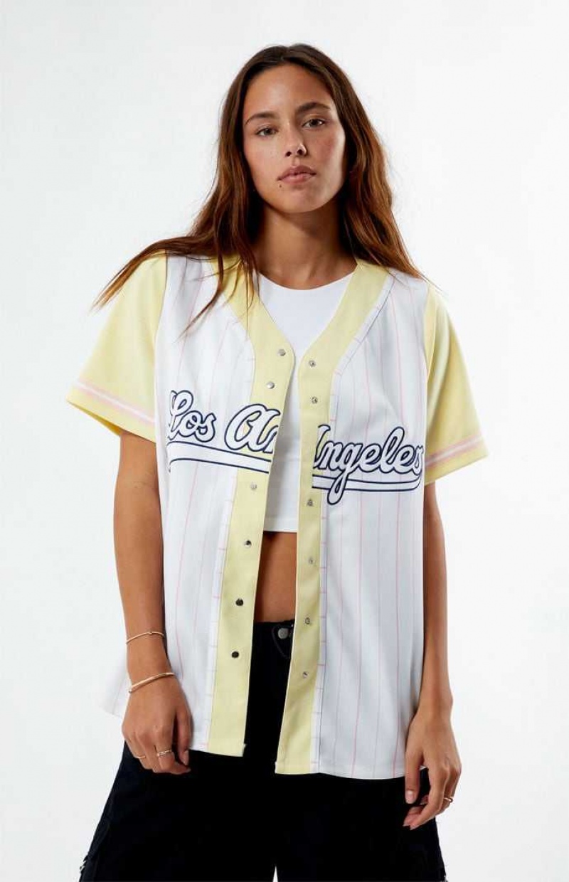 Hauts PacSun New York Baseball Jersey Femme Jaune | 872106WUQ