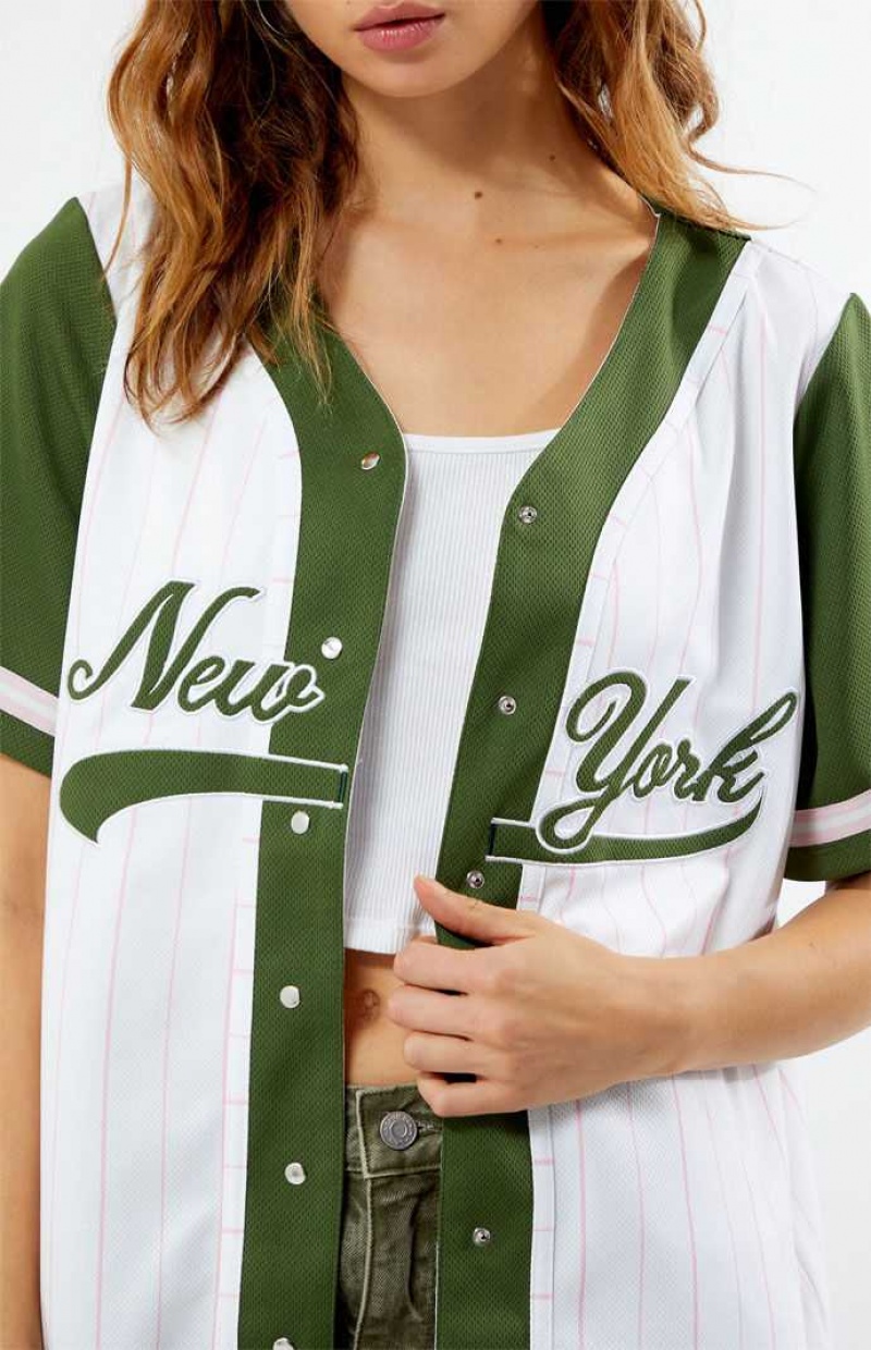 Hauts PacSun New York Baseball Jersey Femme Vert | 512804VEZ