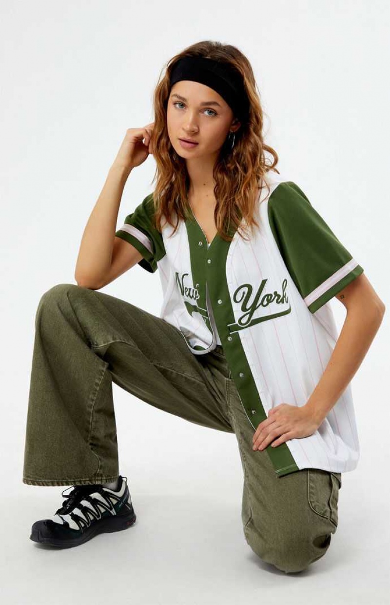 Hauts PacSun New York Baseball Jersey Femme Vert | 512804VEZ