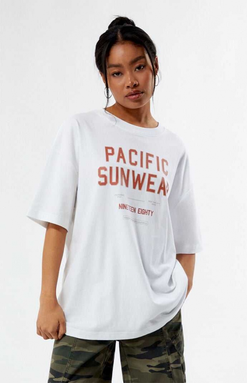 Hauts PacSun Pacific Sunwear 1980 Oversized Femme Blanche | 052387LRZ