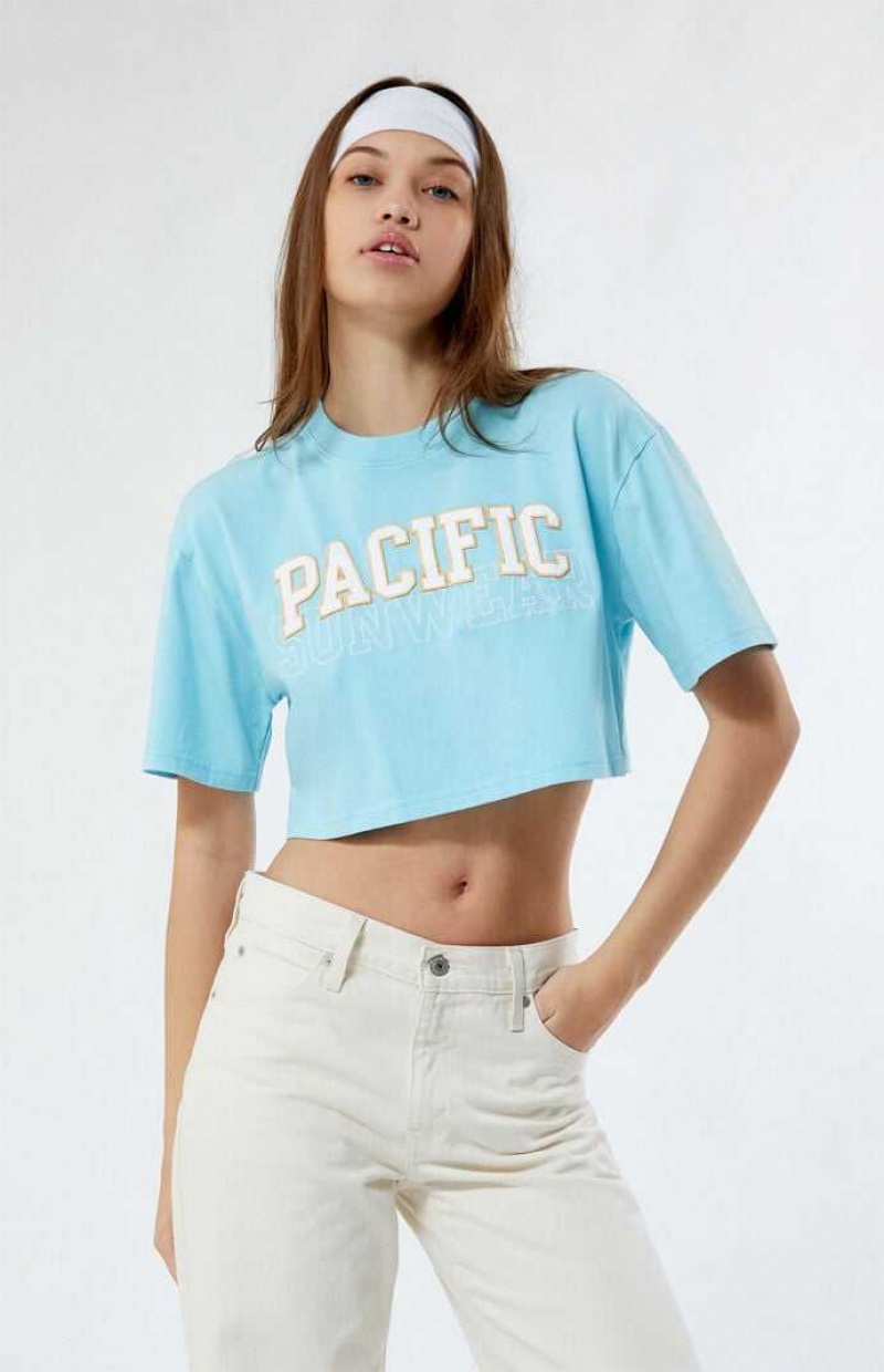 Hauts PacSun Pacific Sunwear Arch Cropped Femme Bleu | 163078KOV