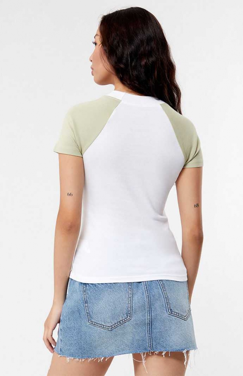 Hauts PacSun Pacific Sunwear Arch Logo Raglan Femme Blanche | 814603KED