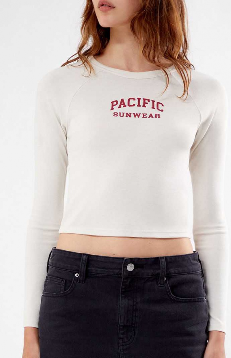 Hauts PacSun Pacific Sunwear Arch Long Sleeve Femme Blanche | 982630YRI