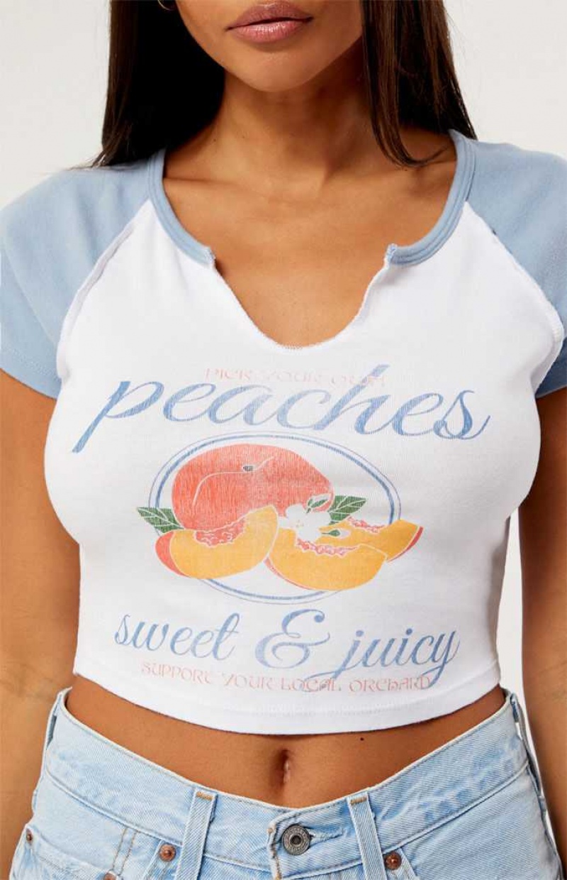 Hauts PacSun Peaches Raglan Femme Blanche | 124607QGP