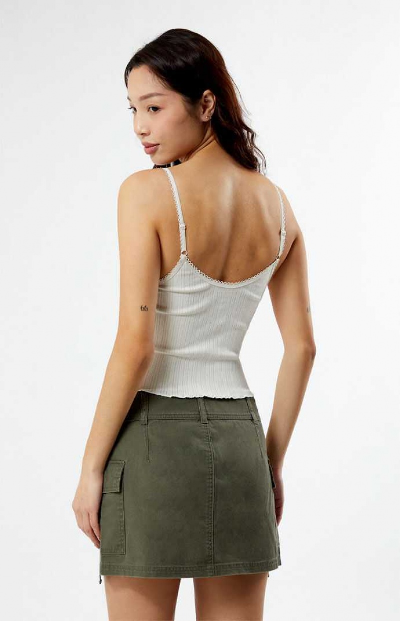 Hauts PacSun Pointelle Femme Blanche | 436178ZSD