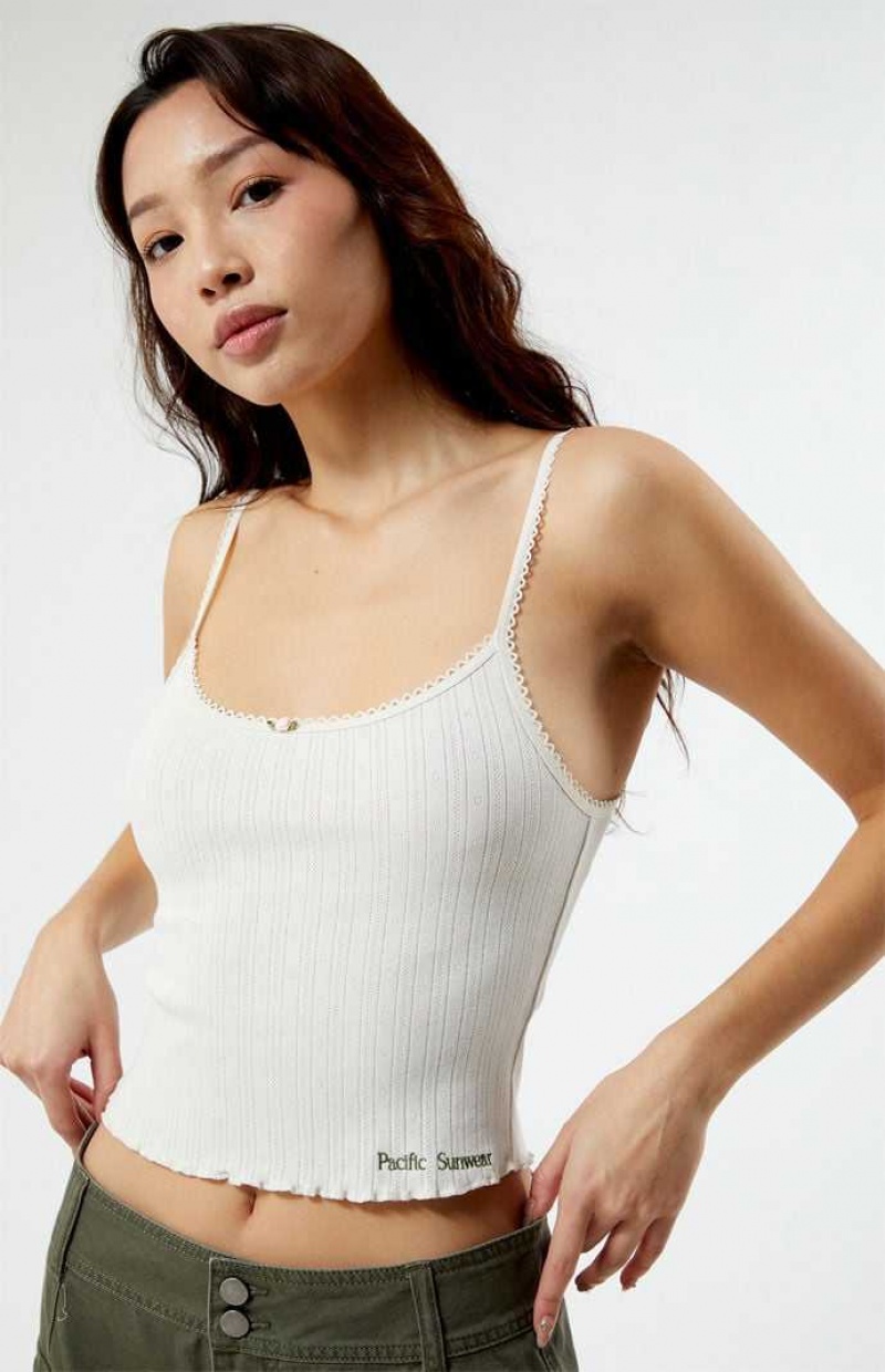 Hauts PacSun Pointelle Femme Blanche | 436178ZSD