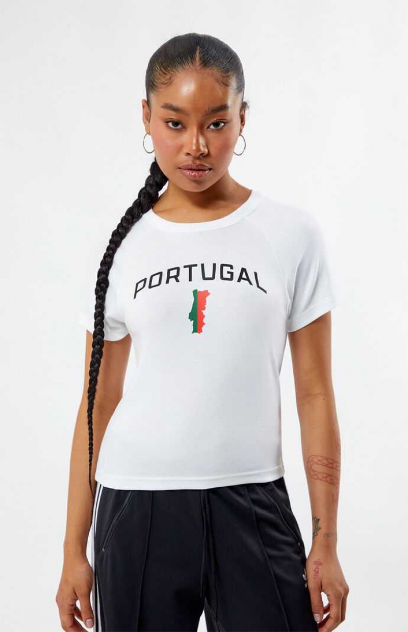 Hauts PacSun Portugal Raglan Femme Blanche | 825416PME