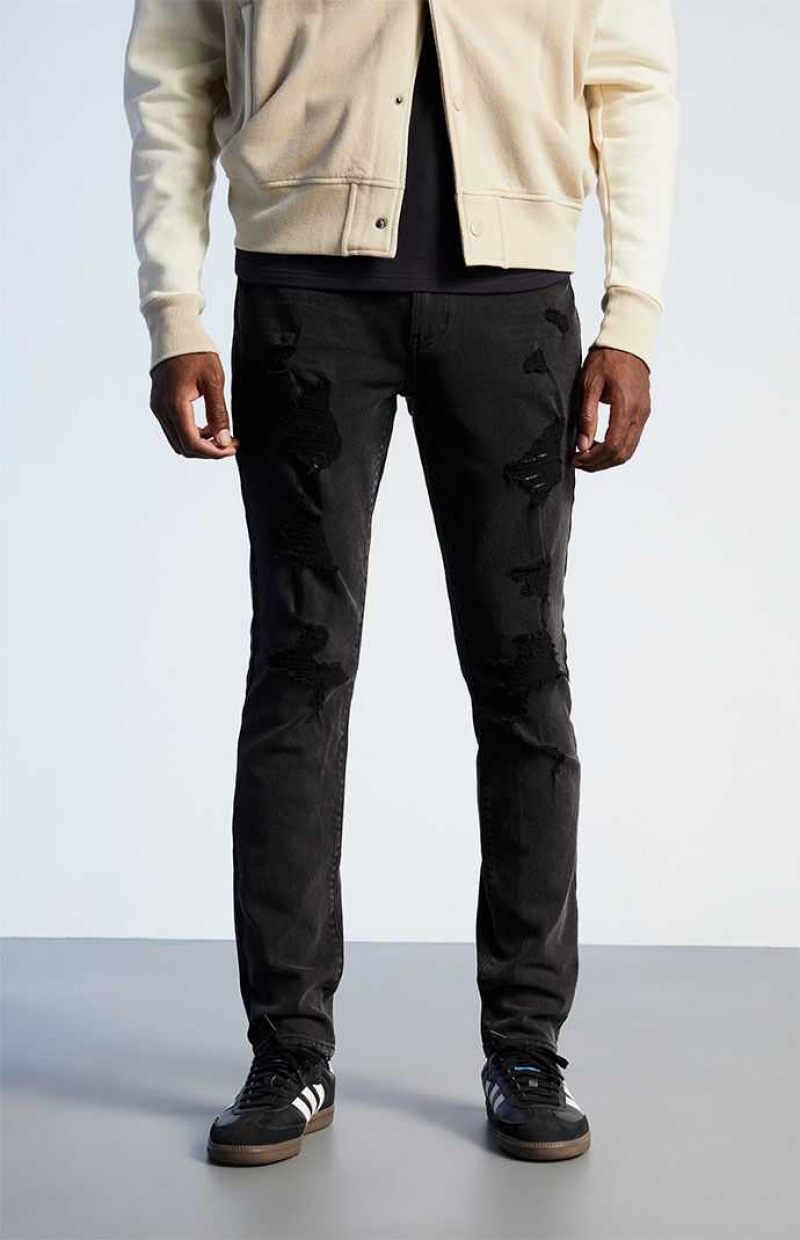 Jean PacSun Black Zane Mince Confort Stretch Homme Noir | 625193DJF