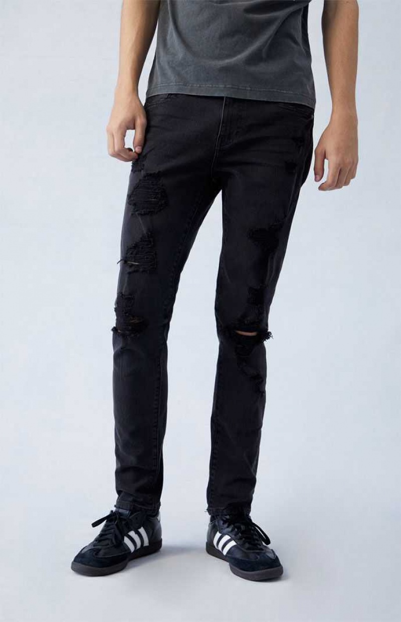 Jean PacSun Confort Stretch Black Mince Homme Noir | 417638XTQ