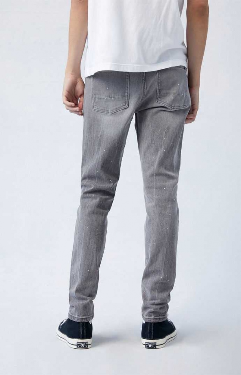 Jean PacSun Confort Stretch Gray Stacked Mince Homme Grise | 718254UNC