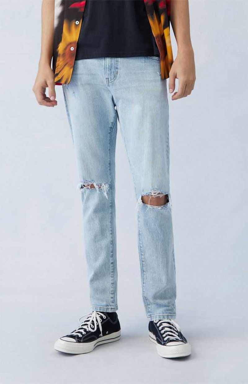 Jean PacSun Confort Stretch Indigo Athlétiques Slim Homme Indigo Clair | 037862QCN