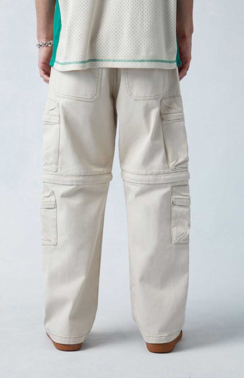 Jean PacSun Cream gy Cargo Zip-Off Homme Kaki | 476039LDK