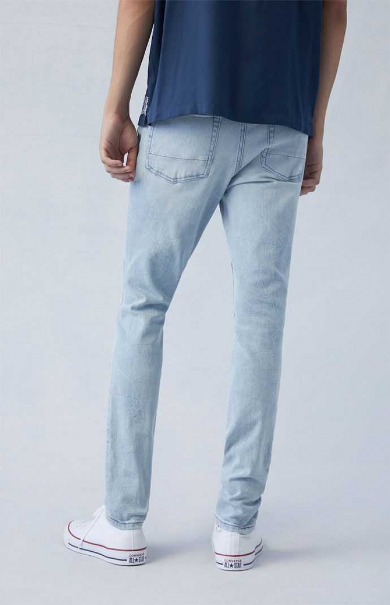 Jean PacSun Eco Confort Stretch Indigo Stacked Mince Homme Indigo Clair | 237460ZKD