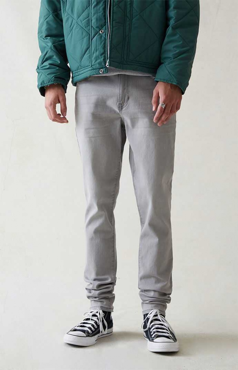 Jean PacSun Eco High Stretch Gray Stacked Mince Homme Grise | 158907NRF