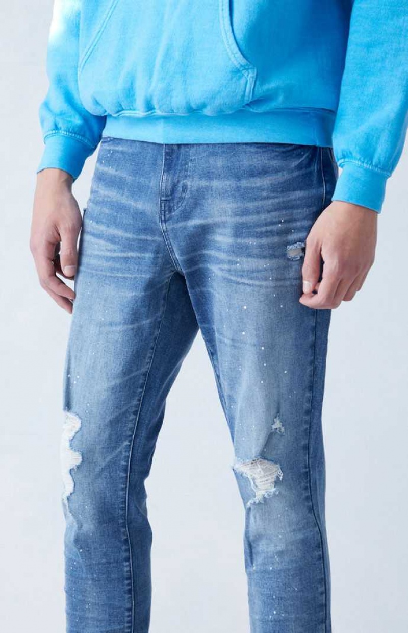 Jean PacSun High Stretch Indigo Stacked Mince Ripped Homme Indigo | 853190NYR