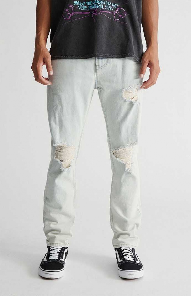 Jean PacSun Light Destroyed Slim Taper Homme Indigo Clair | 035461GJH