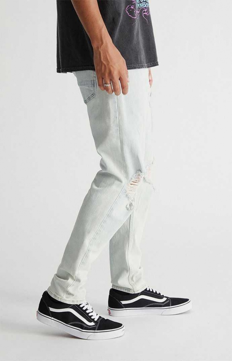 Jean PacSun Light Destroyed Slim Taper Homme Indigo Clair | 035461GJH