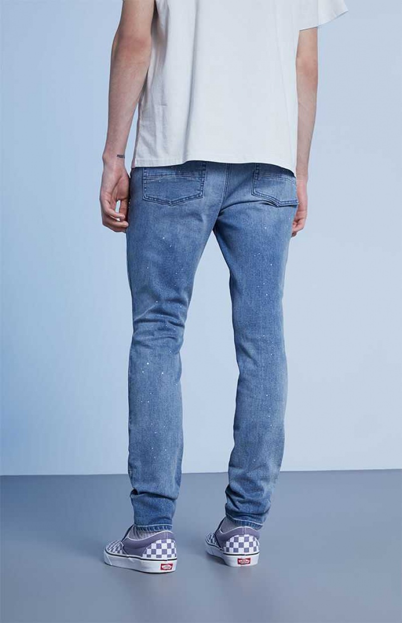 Jean PacSun Stacked Mince Indigo Confort Stretch Homme Bleu Foncé | 042519EUH