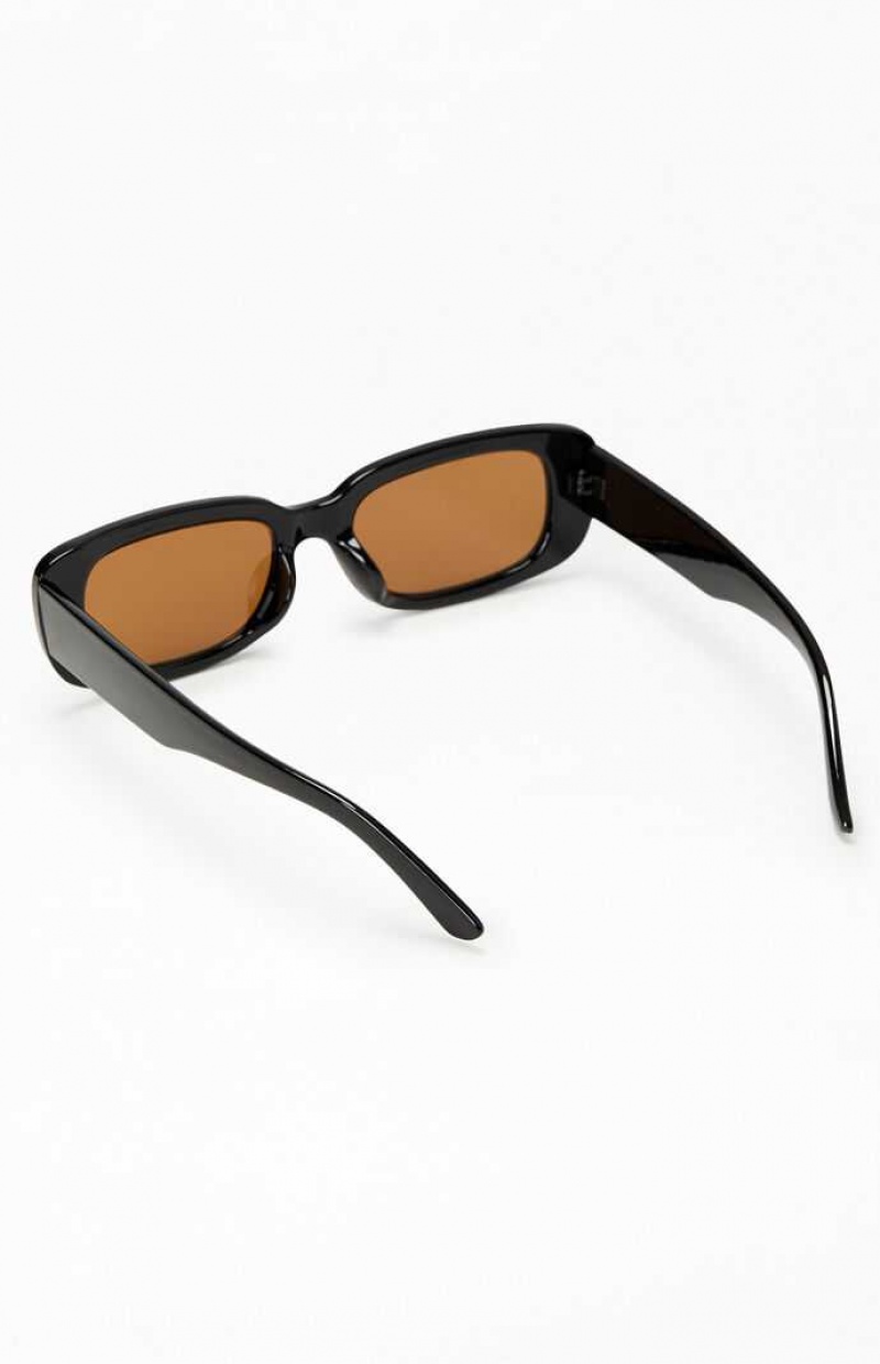 Lunette de Soleil PacSun Black & Brown Plastic Square Femme Noir Marron | 031762GQR