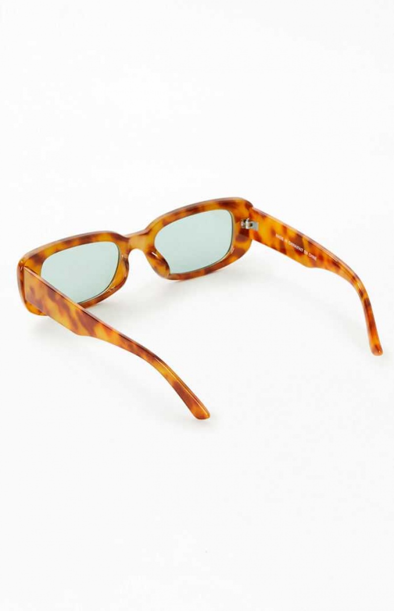 Lunette de Soleil PacSun Brown Plastic Square Femme Marron | 207583BTF