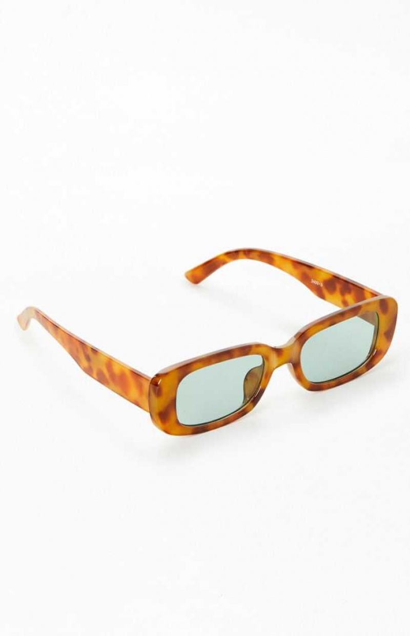 Lunette de Soleil PacSun Brown Plastic Square Femme Marron | 207583BTF