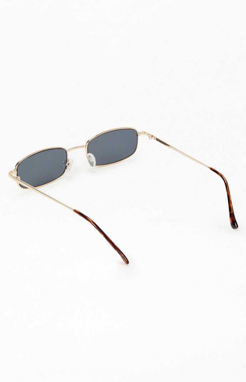 Lunette de Soleil PacSun Metal Square Femme Doré Noir | 512698FUH