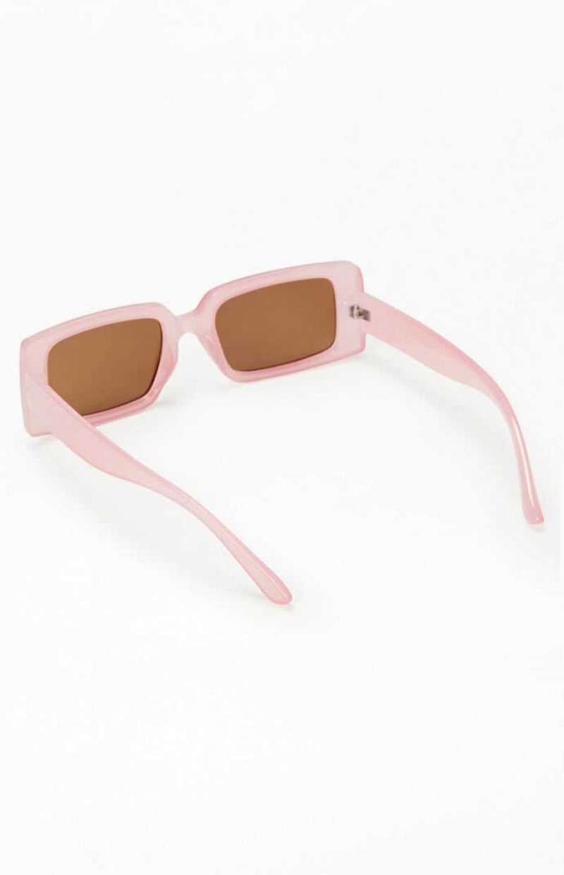 Lunette de Soleil PacSun Pink Square Plastic Femme Rose | 478136XAR