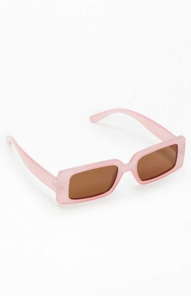 Lunette de Soleil PacSun Pink Square Plastic Femme Rose | 478136XAR