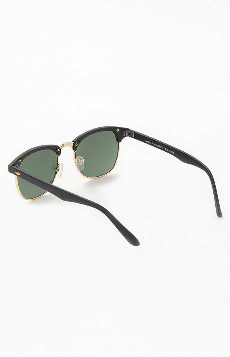 Lunette de Soleil PacSun Small Metal Fifty-Fifty Homme Noir Doré | 230569JPB