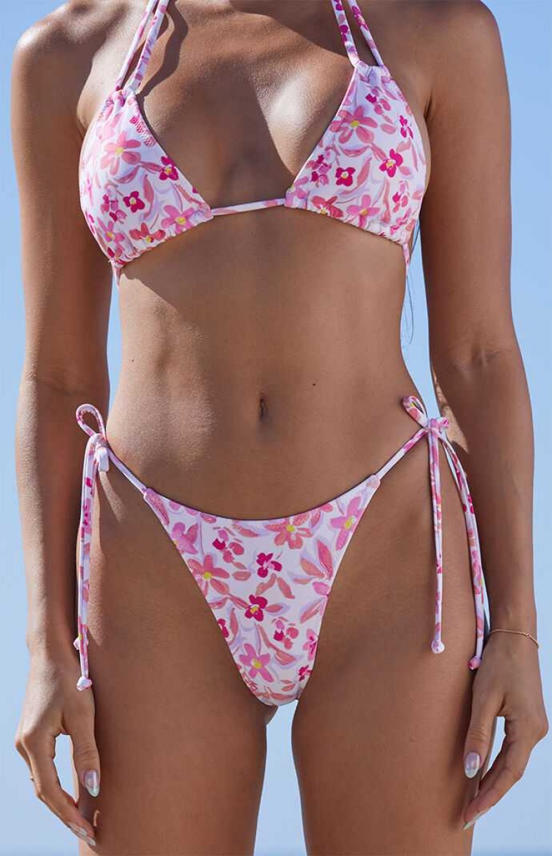 Maillots De Bain PacSun Eco Floral Kiani Tie Side Bikini Femme FLORAL | 489230WQU