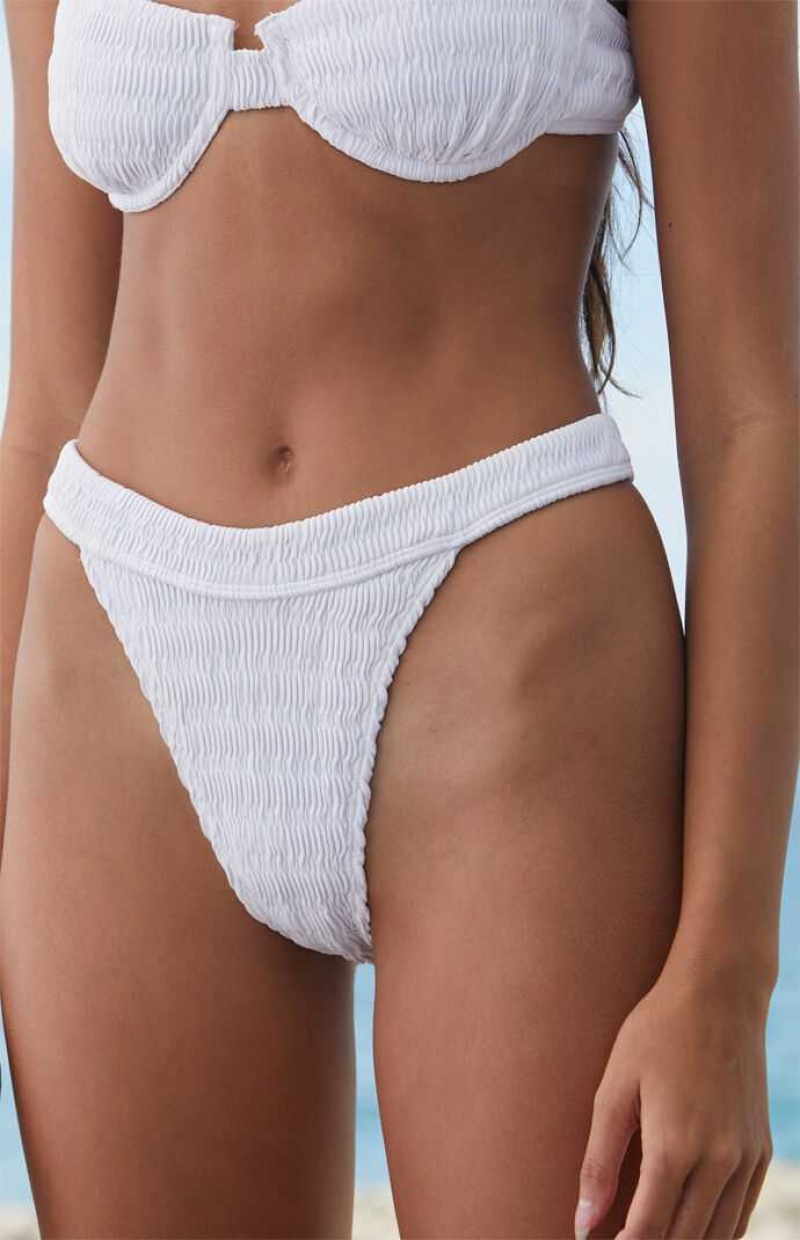 Maillots De Bain PacSun Eco White Lucia Scrunch Banded Bikini Femme Blanche | 532109HDX