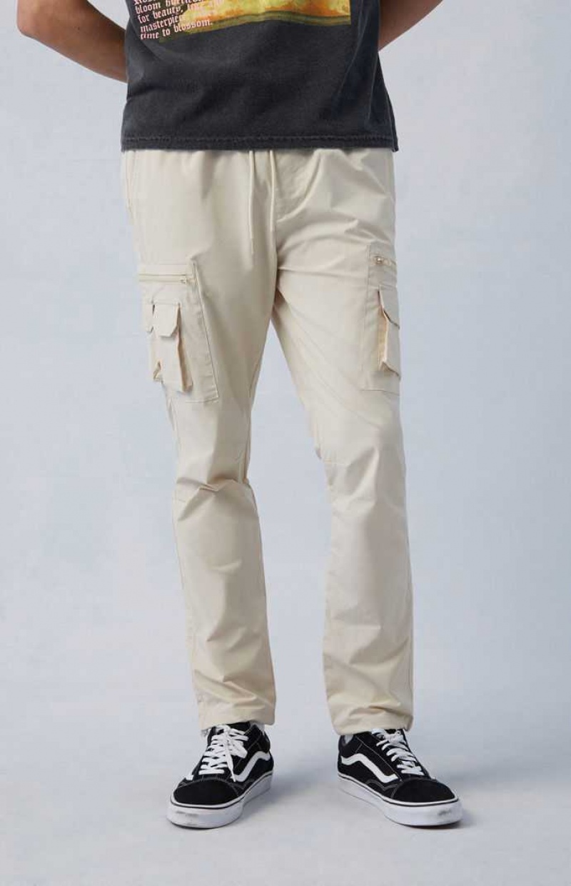 Pantalon PacSun Eco Stretch Cream Slim Cargo Homme Kaki | 378964RFJ