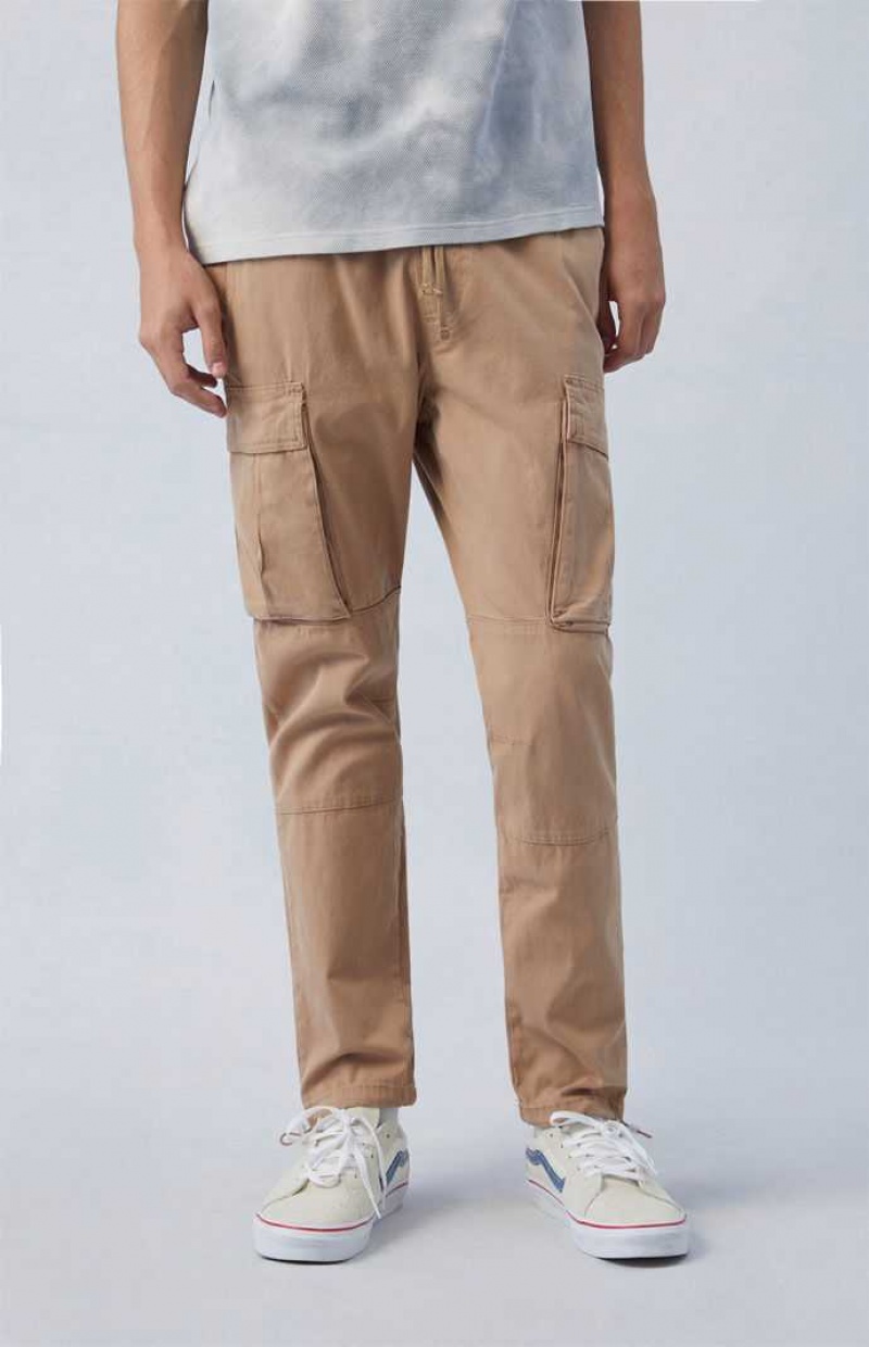 Pantalon PacSun Eco Stretch Tela Khaki Slim Cargo Homme Kaki | 403125FHO