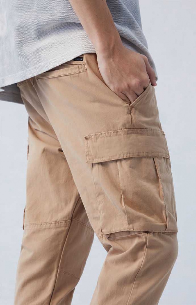 Pantalon PacSun Eco Stretch Tela Khaki Slim Cargo Homme Kaki | 403125FHO