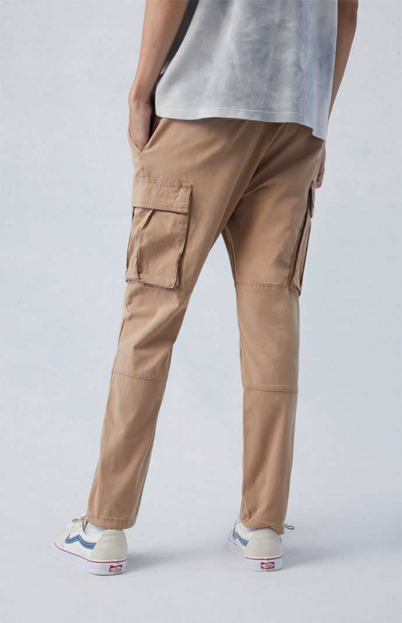 Pantalon PacSun Eco Stretch Tela Khaki Slim Cargo Homme Kaki | 403125FHO