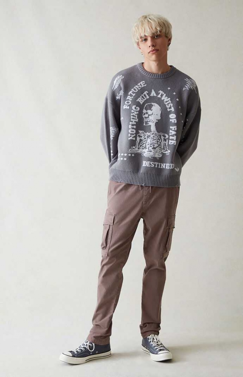 Pantalon PacSun Eco Stretch Tela Taupe Slim Cargo Homme Grise Marron | 723940SEX