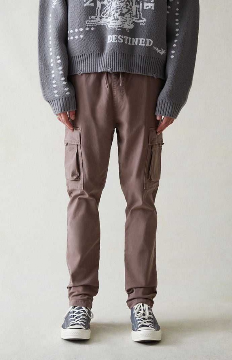 Pantalon PacSun Eco Stretch Tela Taupe Slim Cargo Homme Grise Marron | 723940SEX