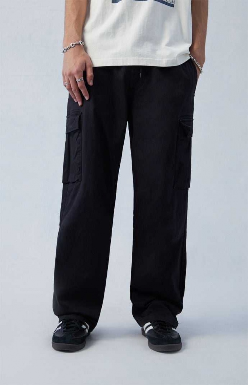 Pantalon PacSun Stretch Tela Black gy Cargo Homme Noir | 456819QYL