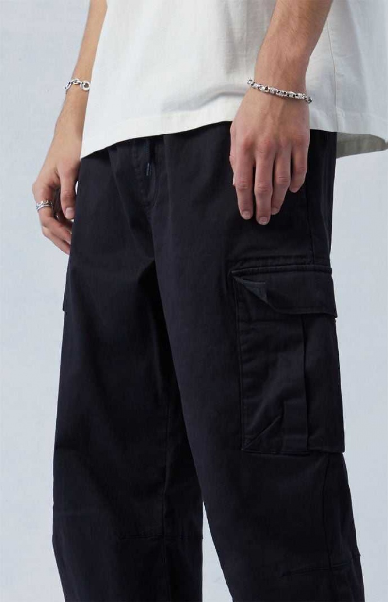 Pantalon PacSun Stretch Tela Black gy Cargo Homme Noir | 456819QYL