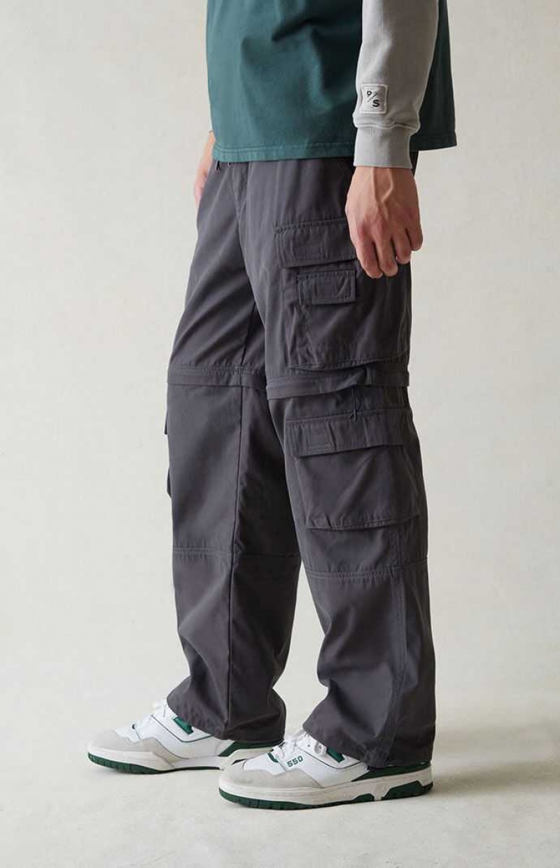 Pantalon PacSun Tela Gray gy Zip Off Cargo Homme Grise Foncé | 954017QAP