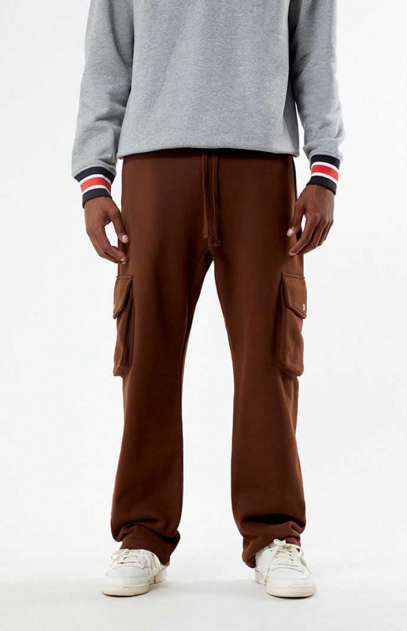 Pantalon Survêtement PacSun Baggy Fleece Cargo Homme Marron | 926470AIE