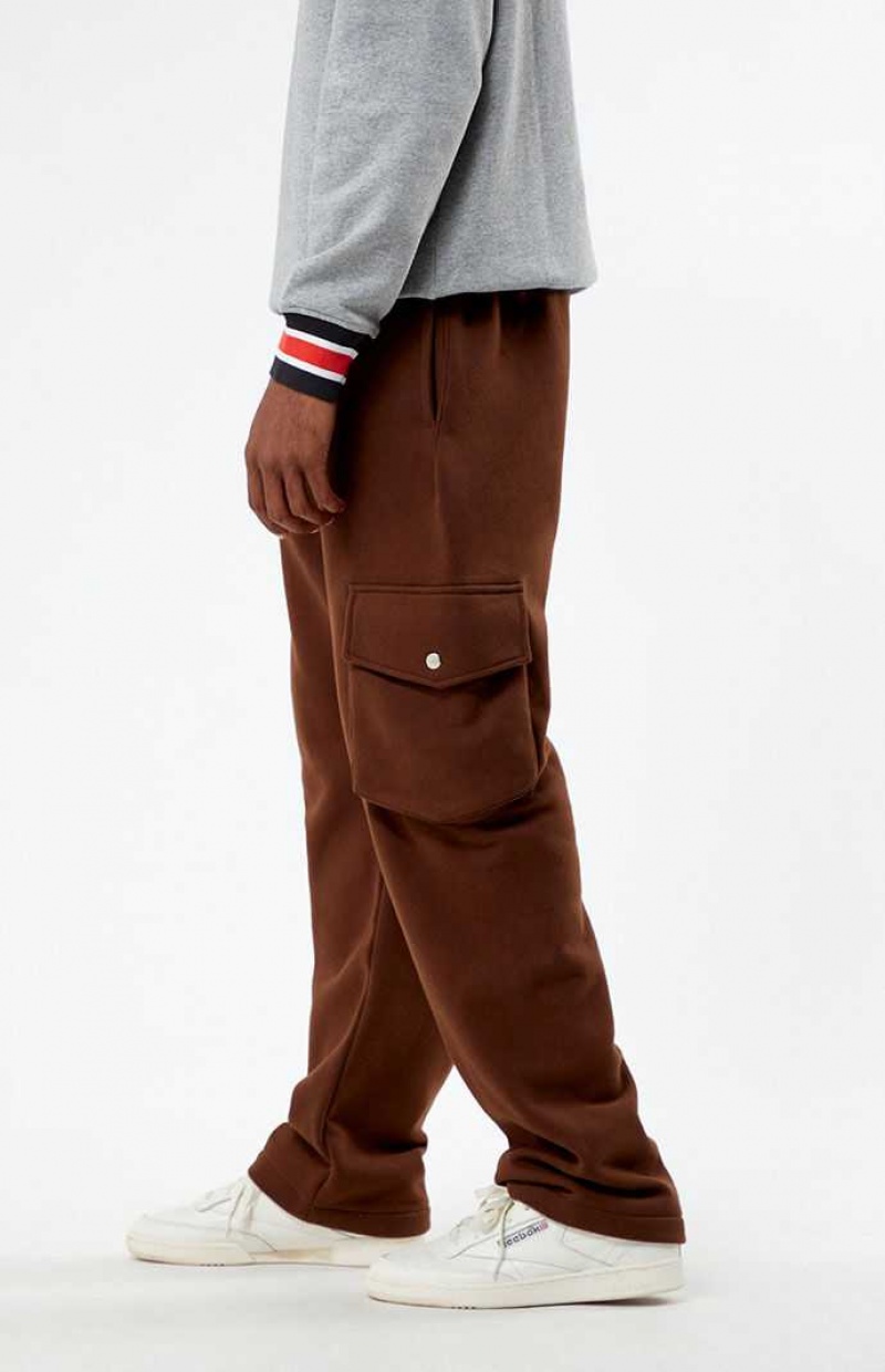 Pantalon Survêtement PacSun Baggy Fleece Cargo Homme Marron | 926470AIE