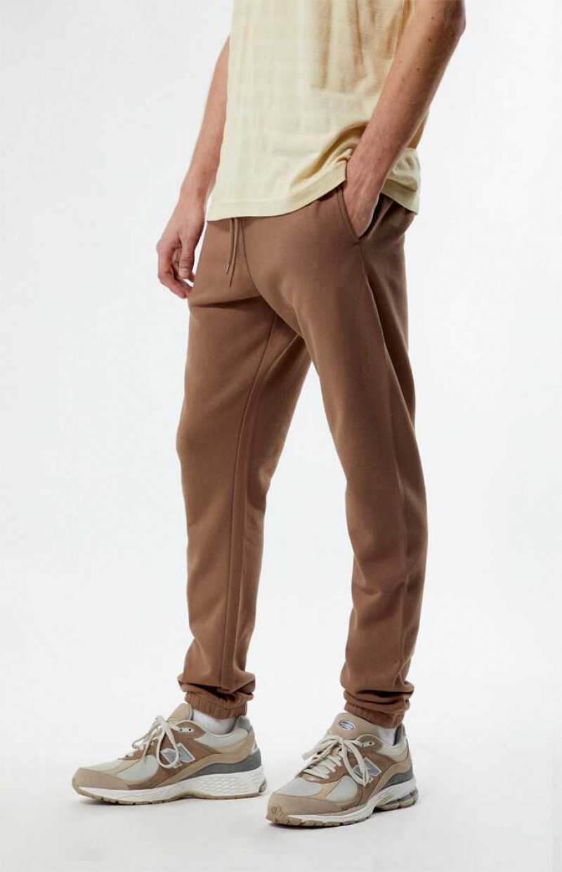 Pantalon Survêtement PacSun Brown Fleece Jogger Homme Marron | 241095QZU